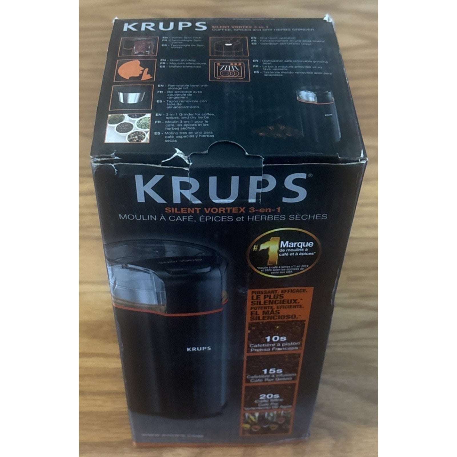 KRUPS Silent Vortex 3in1 Electric Grinder for Spices, Dry Herbs & Coffee 12-Cups
