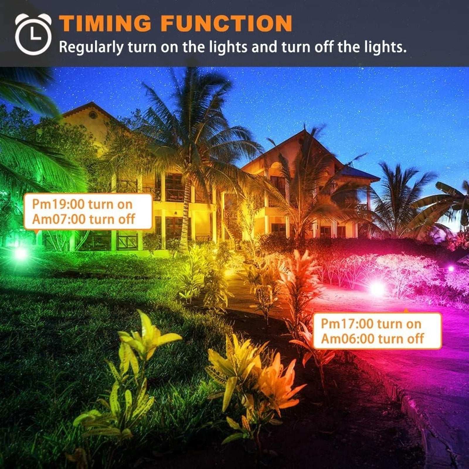 MELPO LED Flood Lights Outdoor 80W IP66 8000LM Smart App Control RGB Landscape