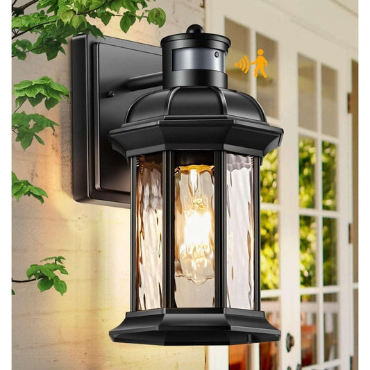 VIANIS Dusk to Dawn Motion Sensor Outdoor Porch Light Modern Black Exterior Wall