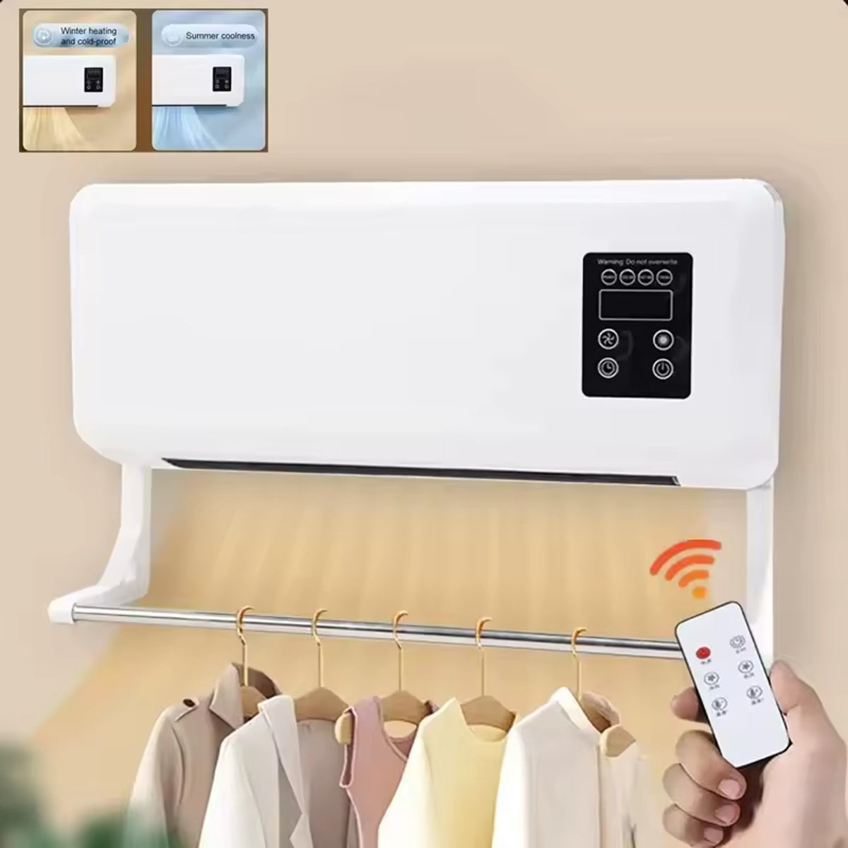 Wall Mounted Mobile Air Conditioning AC Unit & Heater Digital Display w/ Remote