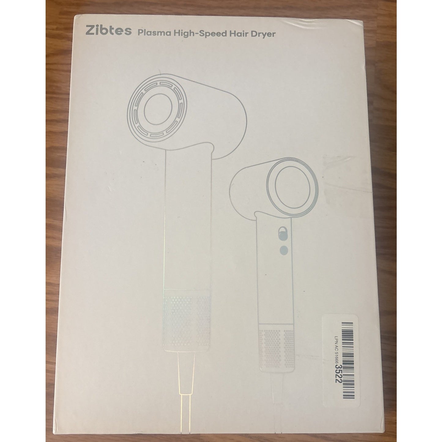 Zibtes High-Speed Hair Dryer with Magnetic Diffuser & Concentrator White/Gold