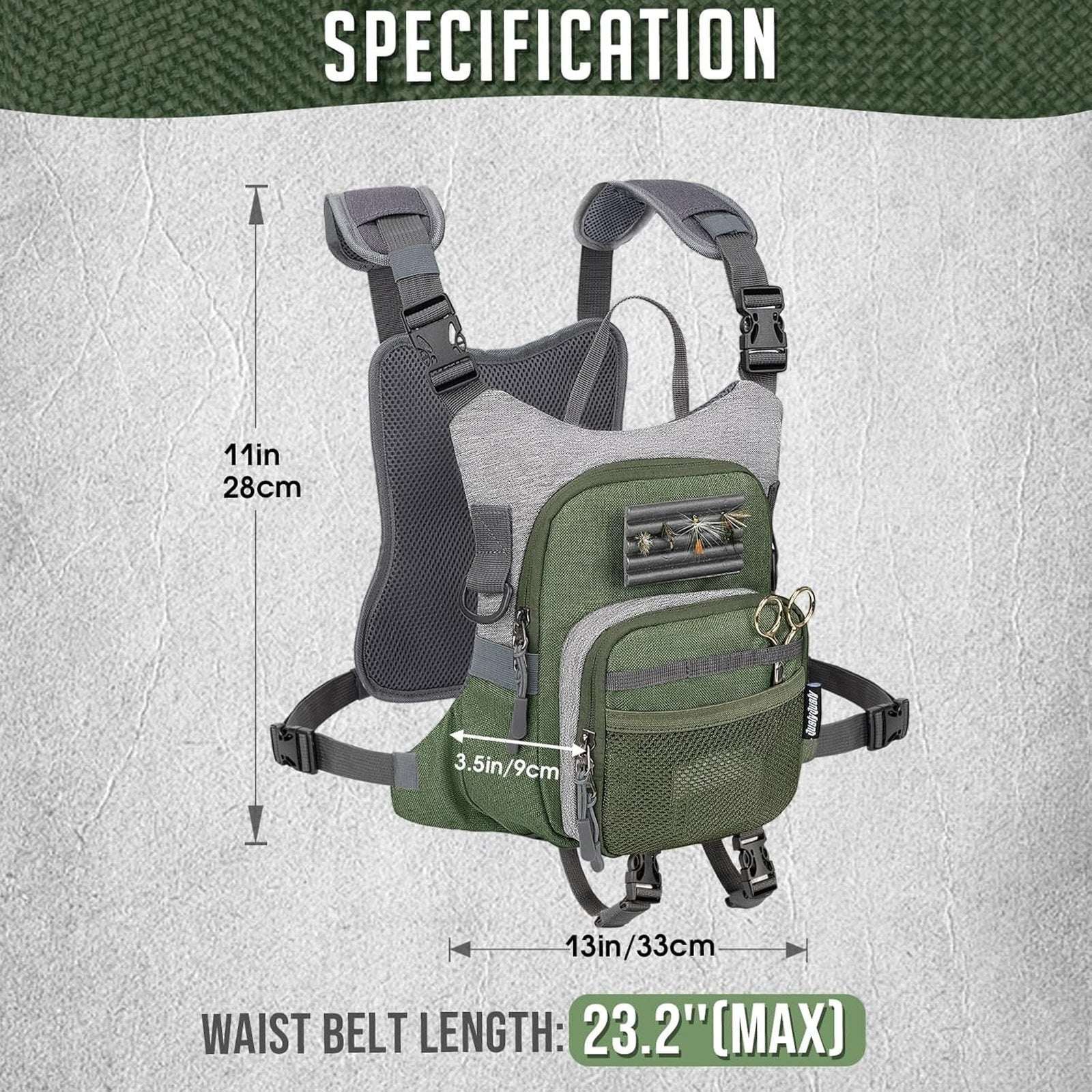 QulayQualy Fly Fishing Pack Chest Pack w/ Work Station Lightweight Tackle Bag