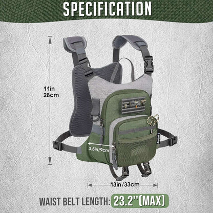 QulayQualy Fly Fishing Pack Chest Pack w/ Work Station Lightweight Tackle Bag