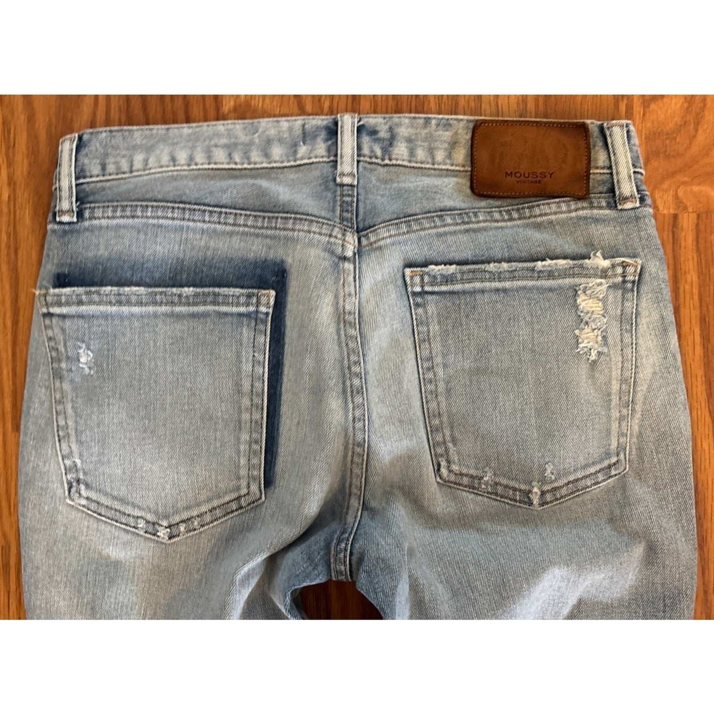 MOUSSY Vintage Blue Distressed High Waist Jeans Size 26 Japan Made
