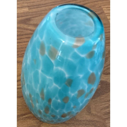 Karyfine Mini Art Blown Glass Pendant Light Fixture Blue w/ Gold - Adjustable