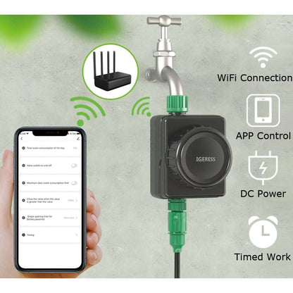 IGERESS Smart Hose Water Timer with WiFi App Control for Outdoor Yard Watering