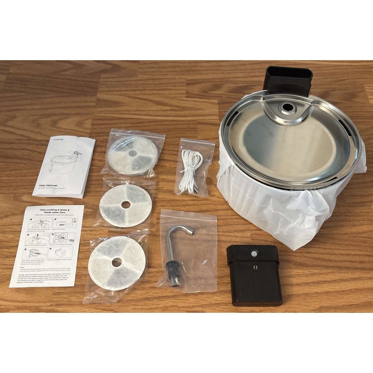 Wireless Smart Pet Cat Dog Water Fountain Rechargeable FEELNEEDY Stainless 3.5L