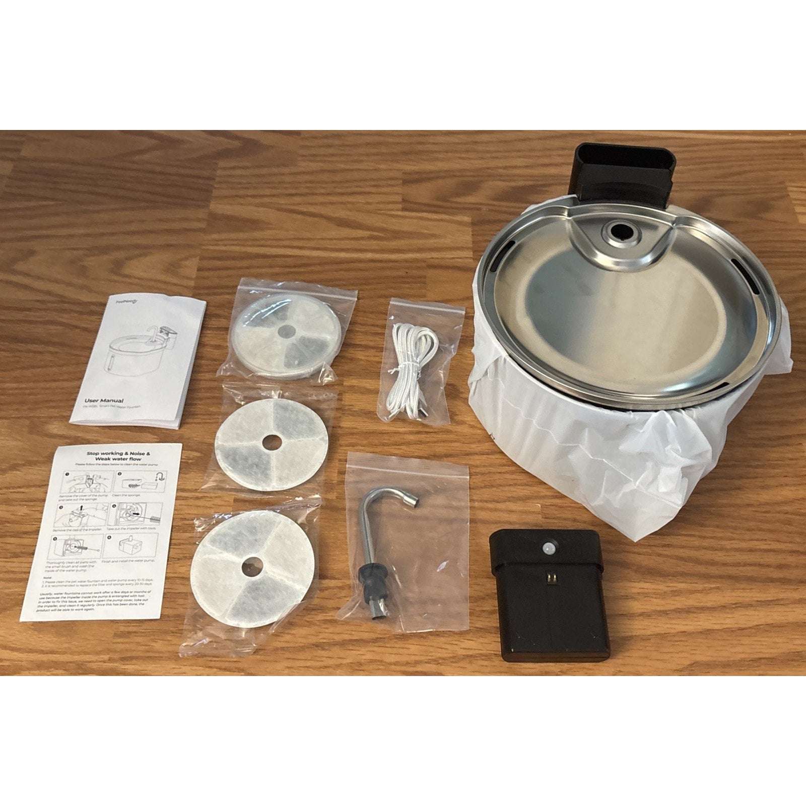 Wireless Smart Pet Cat Dog Water Fountain Rechargeable FEELNEEDY Stainless 3.5L