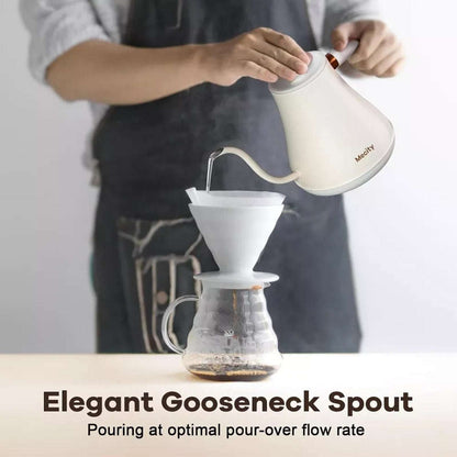 MECITY Electric Stainless Gooseneck Kettle 1200W, Precision Temp Control, White