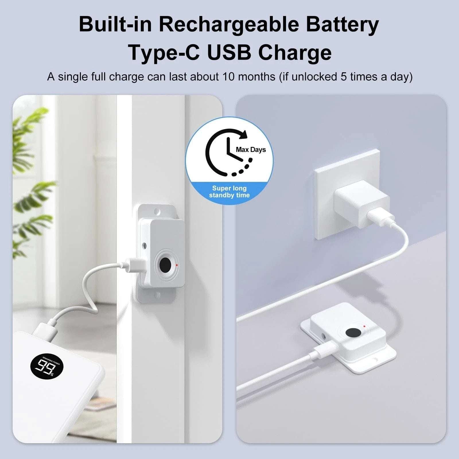 Fingerprint Fridge Lock - Child & Pet Proof Security for Drawers Balcony Doors