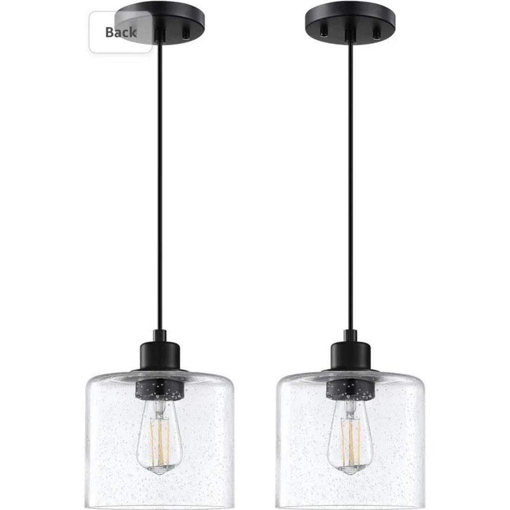 2Pk Vintage 1-Light Clear Blown Glass Pendant Classic Farmhouse Hanging Lights