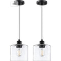 2Pk Vintage 1-Light Clear Blown Glass Pendant Classic Farmhouse Hanging Lights