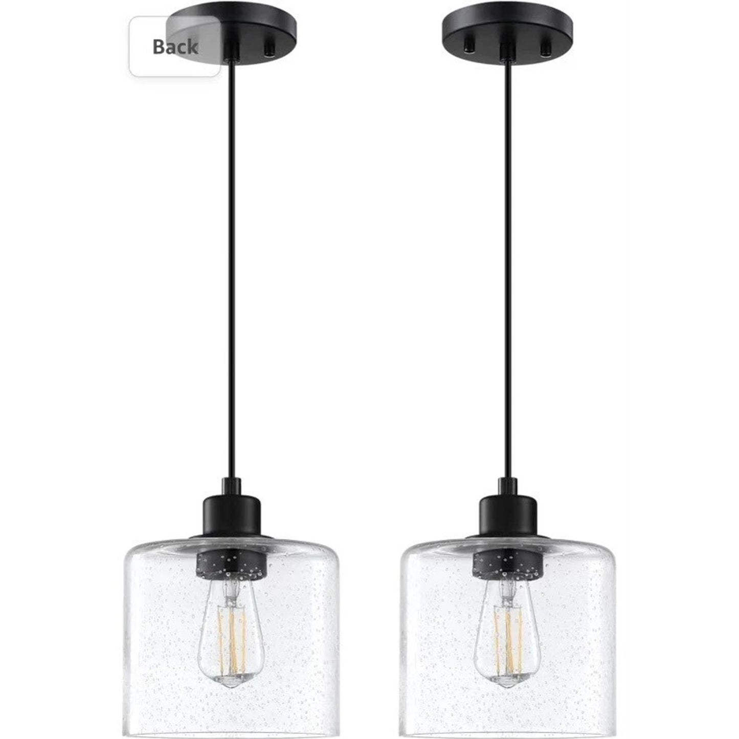 2Pk Vintage 1-Light Clear Blown Glass Pendant Classic Farmhouse Hanging Lights