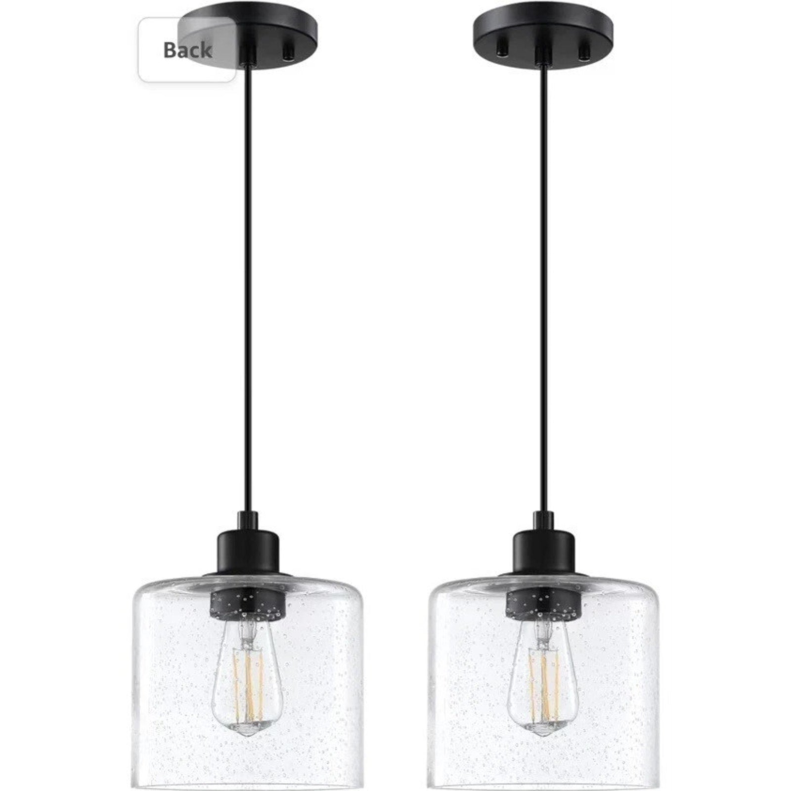 2Pk Vintage 1-Light Clear Blown Glass Pendant Classic Farmhouse Hanging Lights