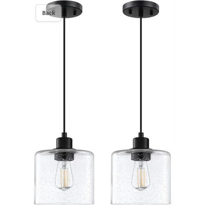2Pk Vintage 1-Light Clear Blown Glass Pendant Classic Farmhouse Hanging Lights