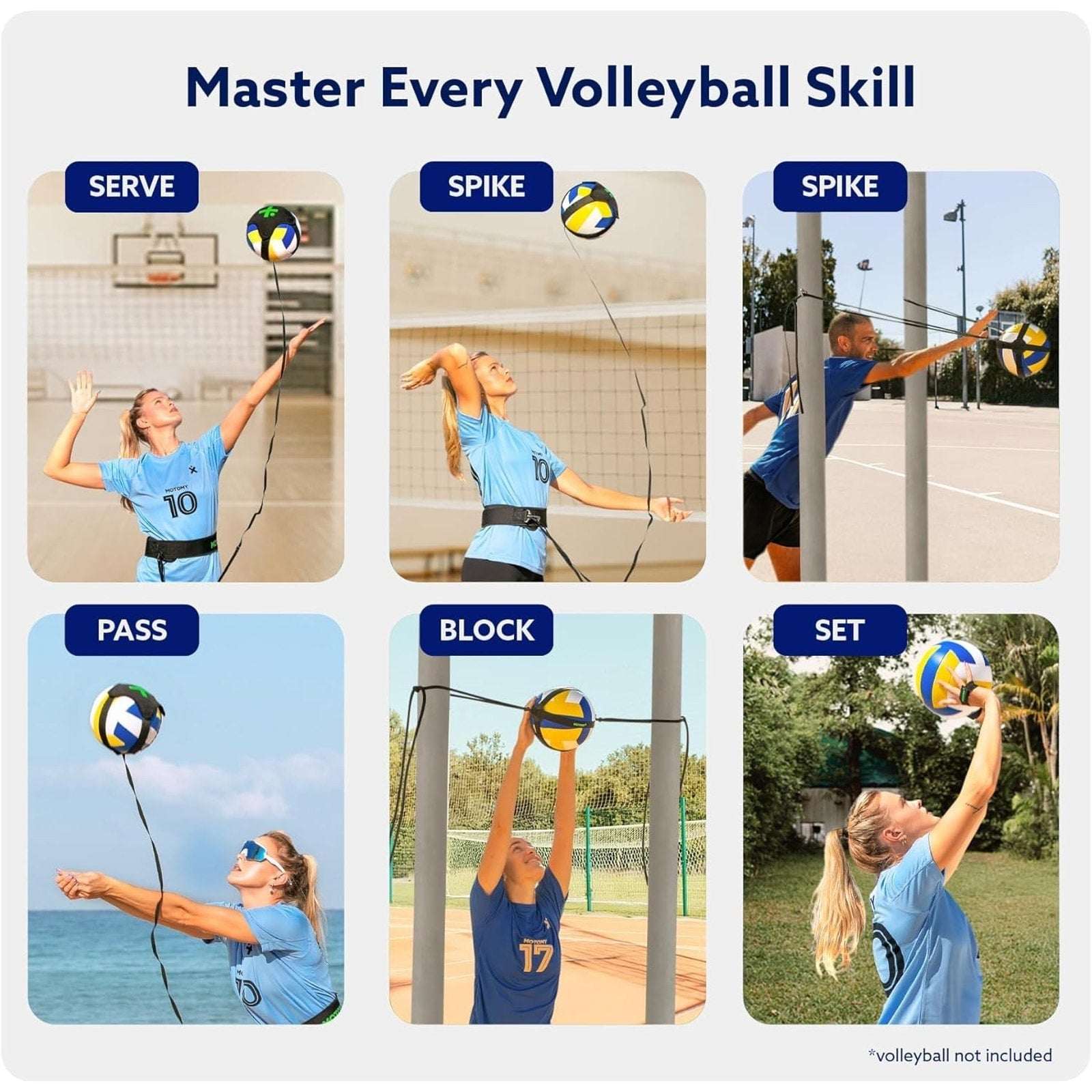 Volleyball Training Aid MasterKit VolleyPal Solo Trainer - Serve, Spike & Set