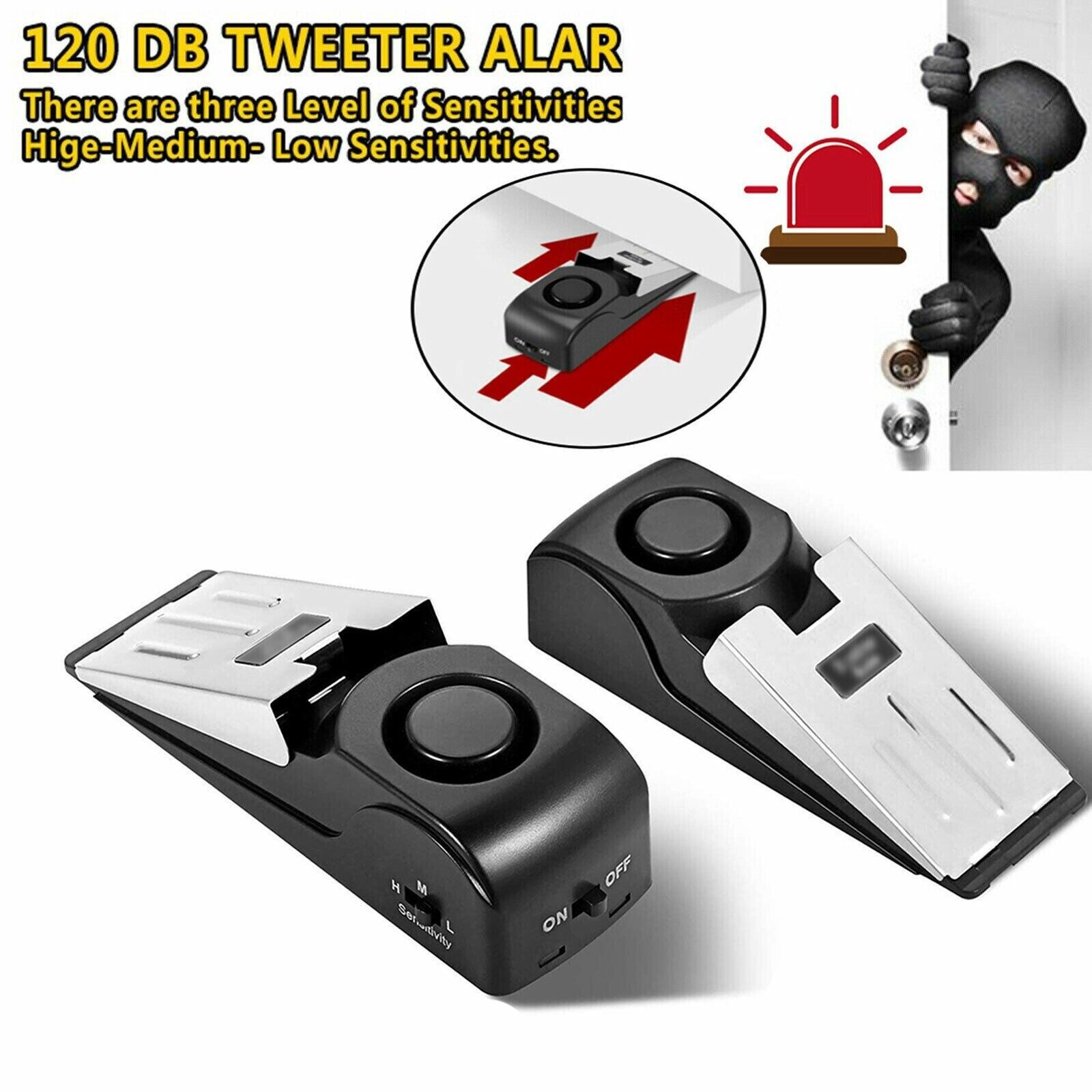 Wireless Travel Door Stop Alarm Portable Security Alert Wedge Stopper Hotel Safe