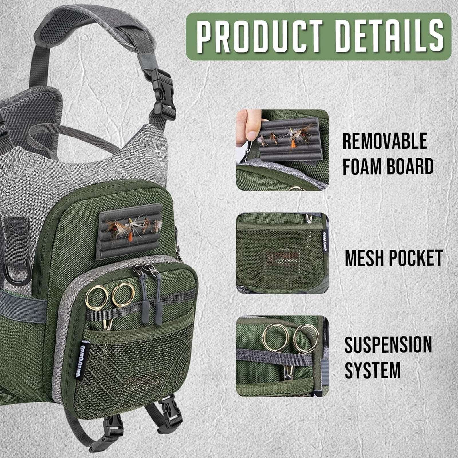 QulayQualy Fly Fishing Pack Chest Pack w/ Work Station Lightweight Tackle Bag