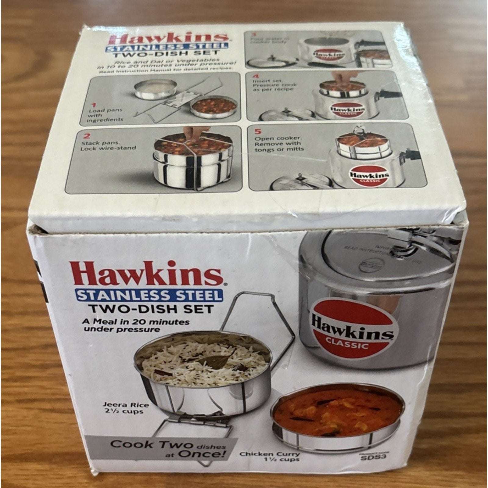 Hawkins Two-Dish Stainless Steel Set, Pressure Cooker 2 Pan Insert Multi-Cooker