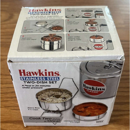Hawkins Two-Dish Stainless Steel Set, Pressure Cooker 2 Pan Insert Multi-Cooker