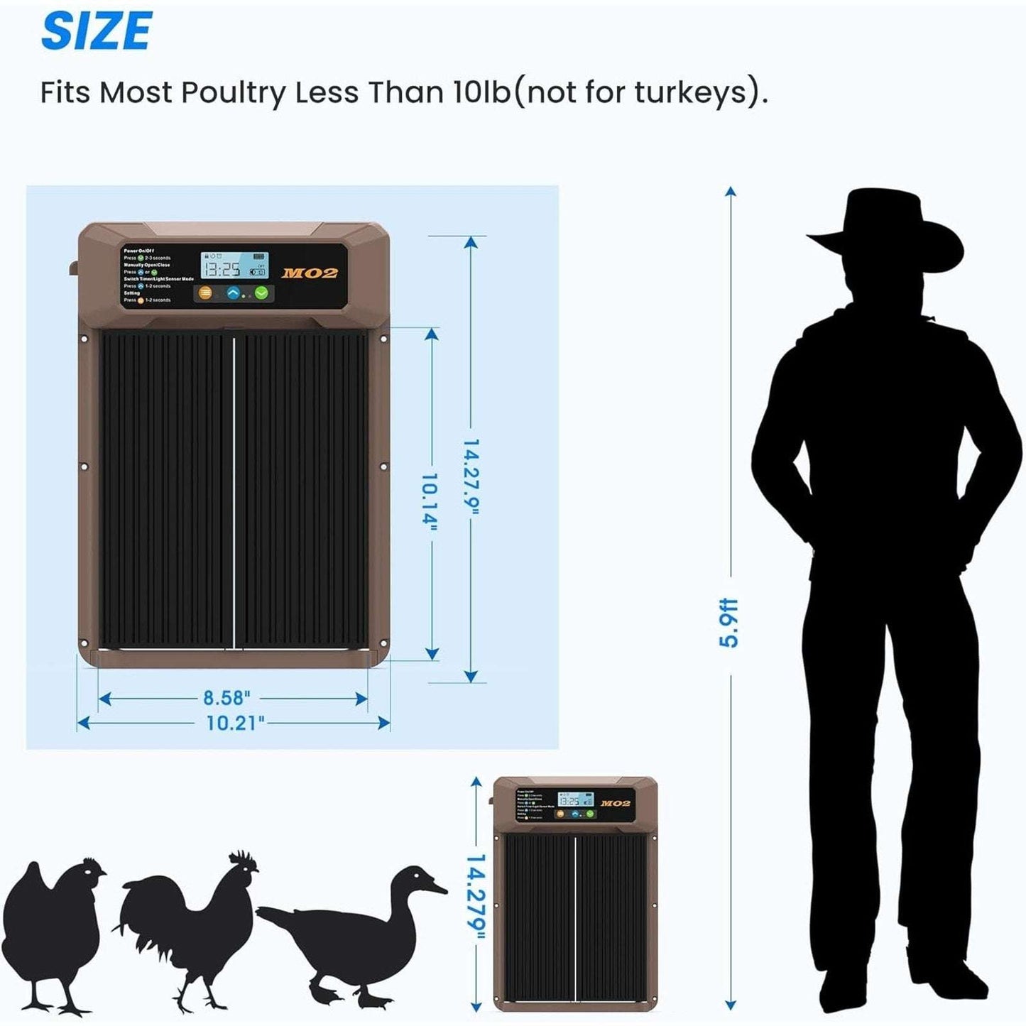 Automatic Solar Powered Electric Chicken Coop Double Door Remote, Light Sensors+