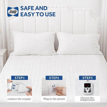 Sealy Heated Mattress Pad Cover Full Size 54"x75" Warm Deep Pocket Auto Shut-Off