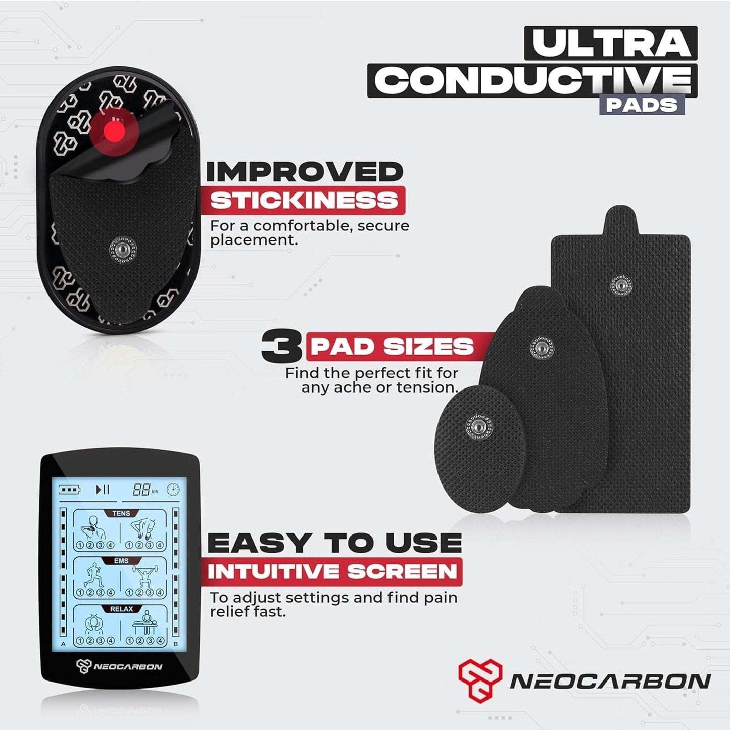 Neocarbon TENS Unit Electronic PMS Massager Machine Gray