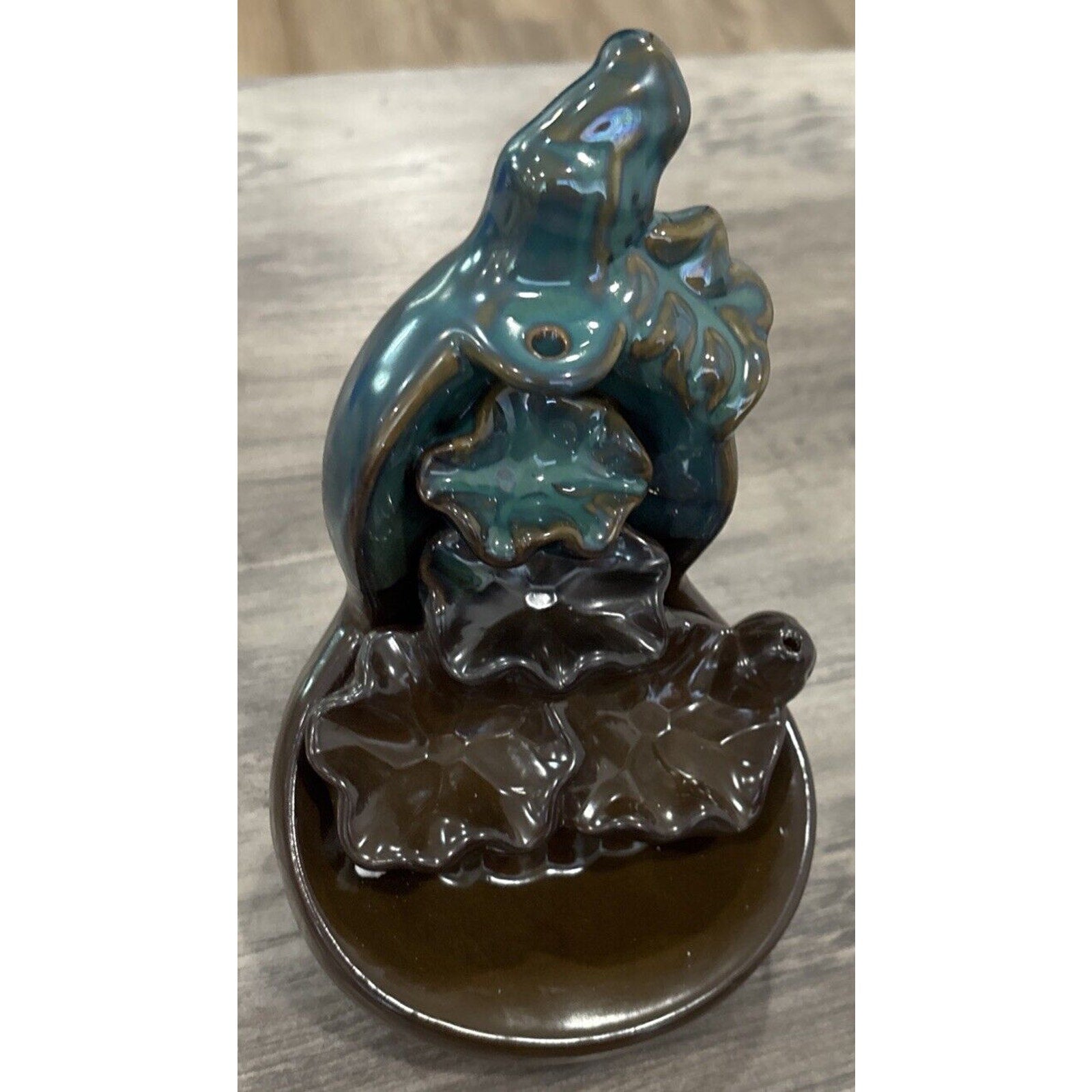 Ceramic Incense Waterfall Burner Backflow Smoke Censer Holder w/ 15 Cones, 7.7"