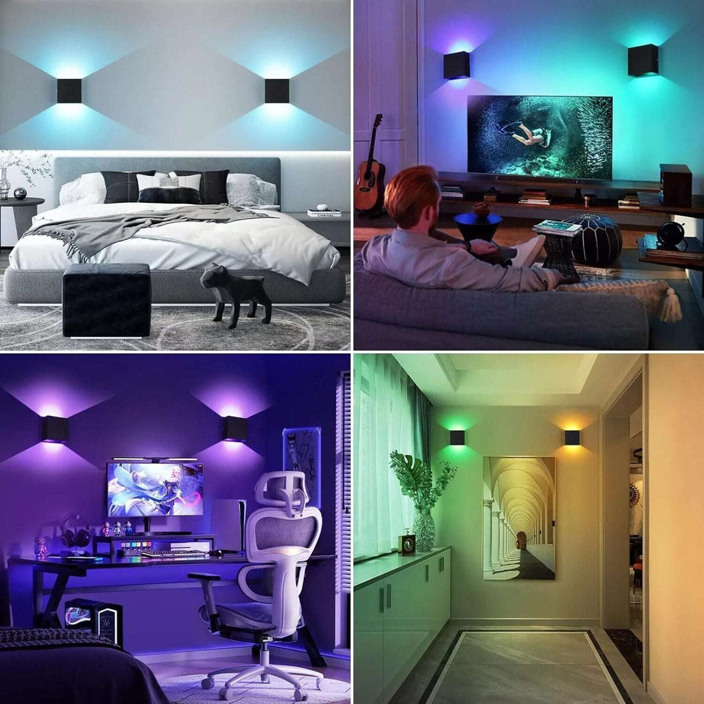 RGB Battery Operated Sconce with Remote Dimmable LED Wall Light Rechargeable