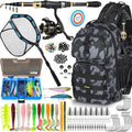 Plusinno Waterproof Fishing Backpack Tackle Bag, Rod, Reel, Net, 111PC Lure Kit+
