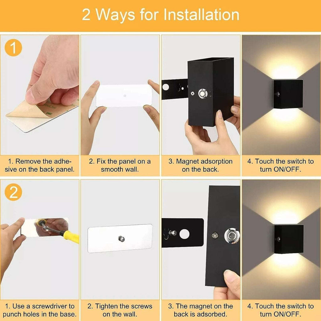 RGB Battery Operated Sconce with Remote Dimmable LED Wall Light Rechargeable