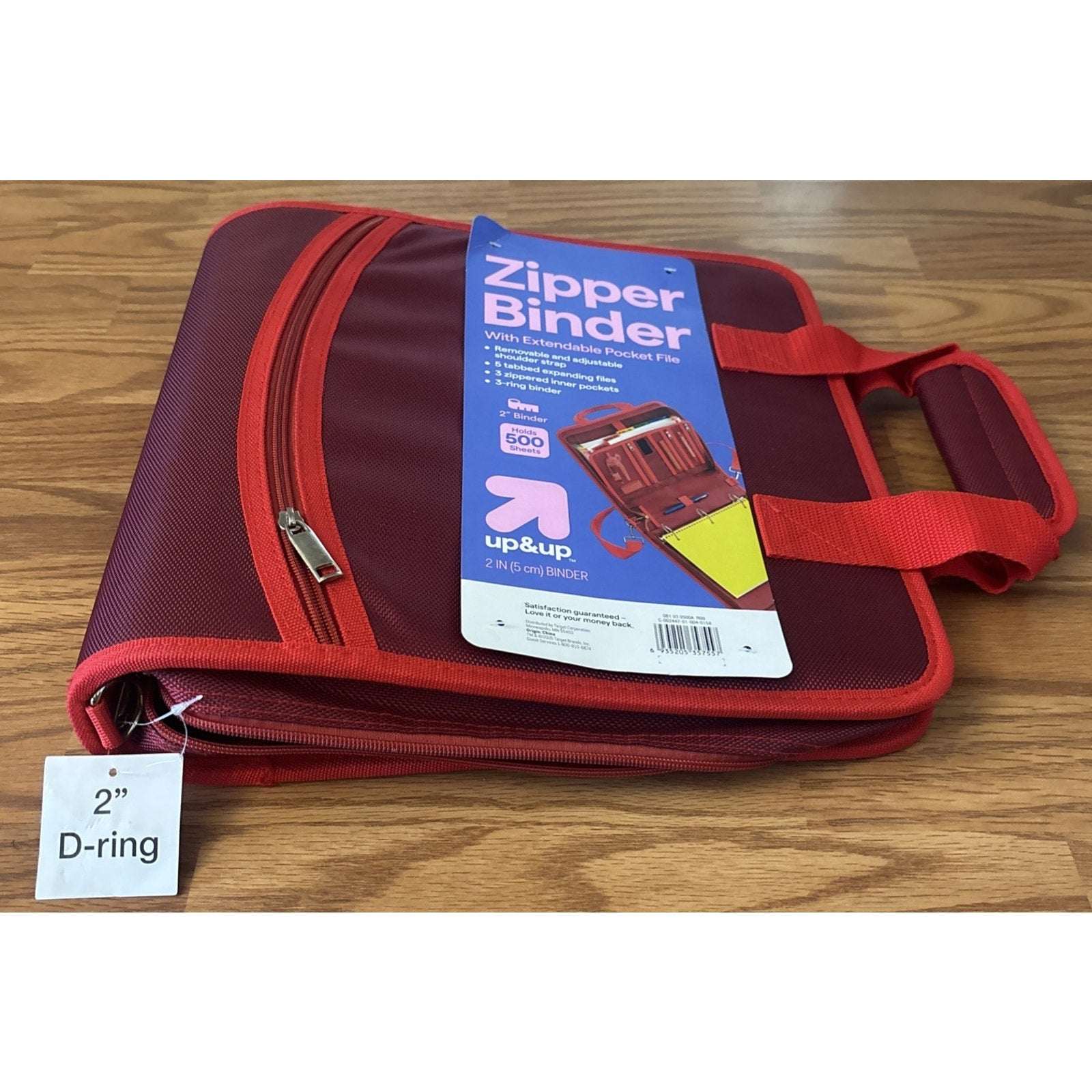 3-Ring 2" Zipper Binder With Shoulder Strap & 5 Tabbed Expanding File Pockets