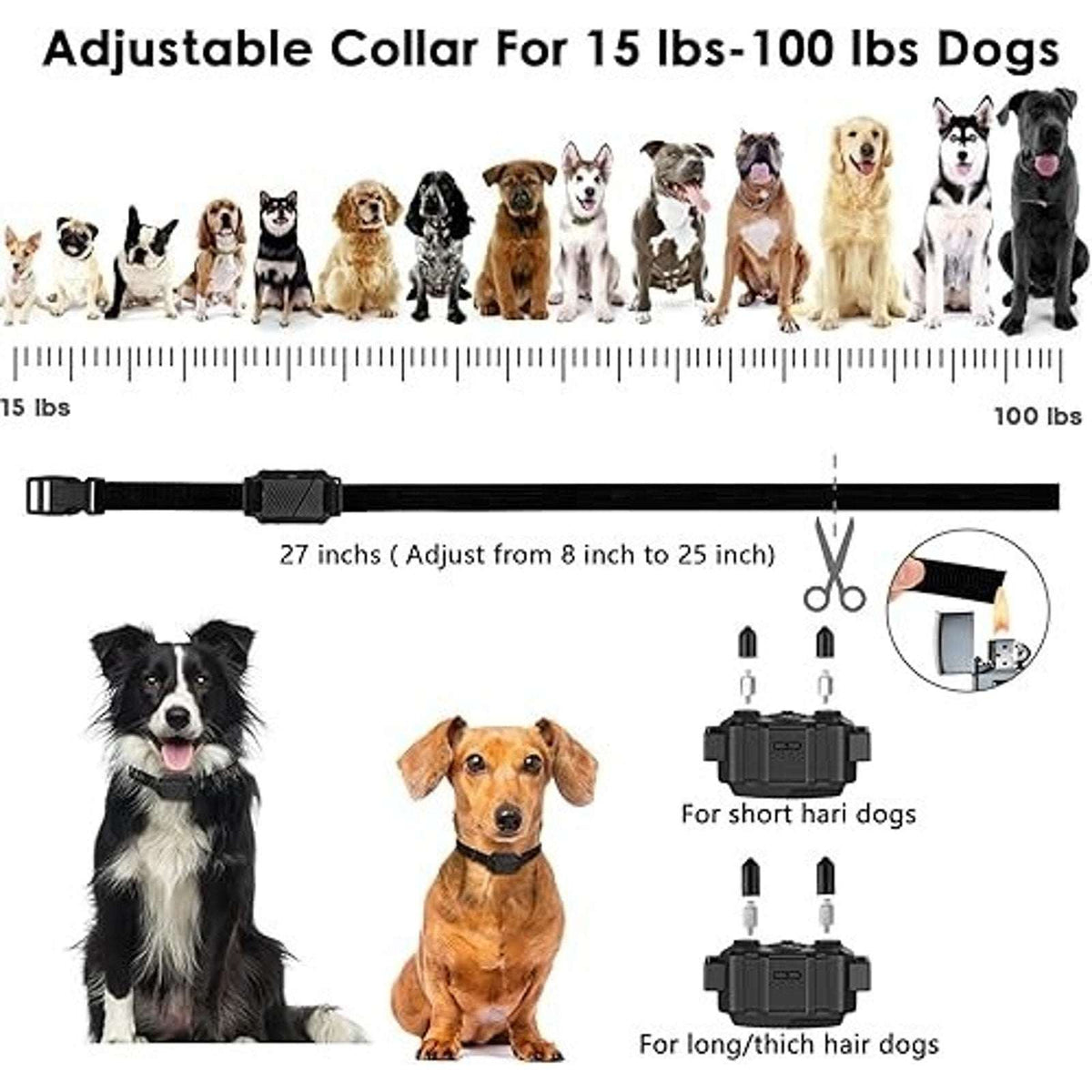 Dog Shock Training Collar, IP67 Waterproof w/ Remote, 3 Training Modes, Long Ran