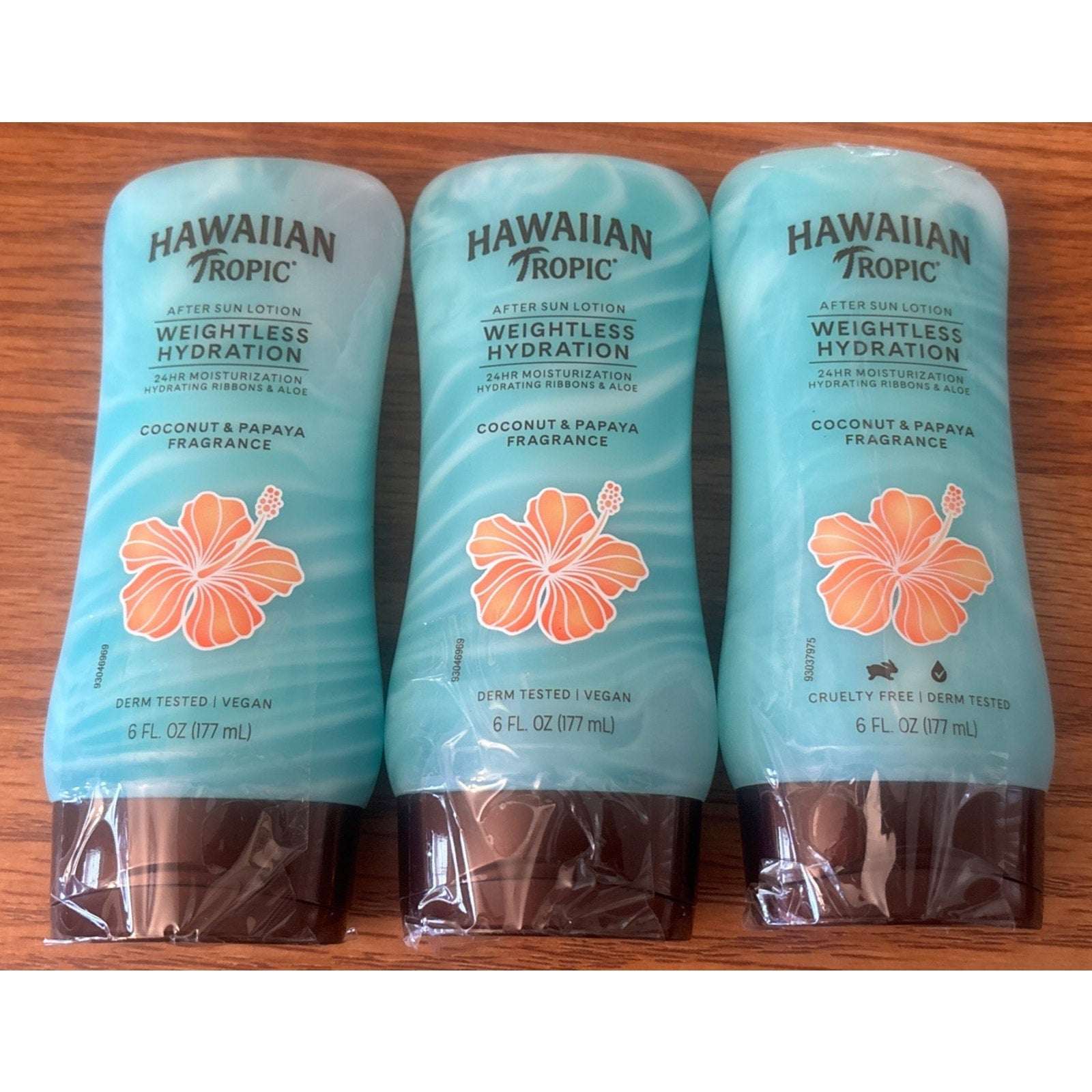 3 Pack Hawaiian Tropic After Sun Lotion Weightless Hydration Coconut Papaya 6oz