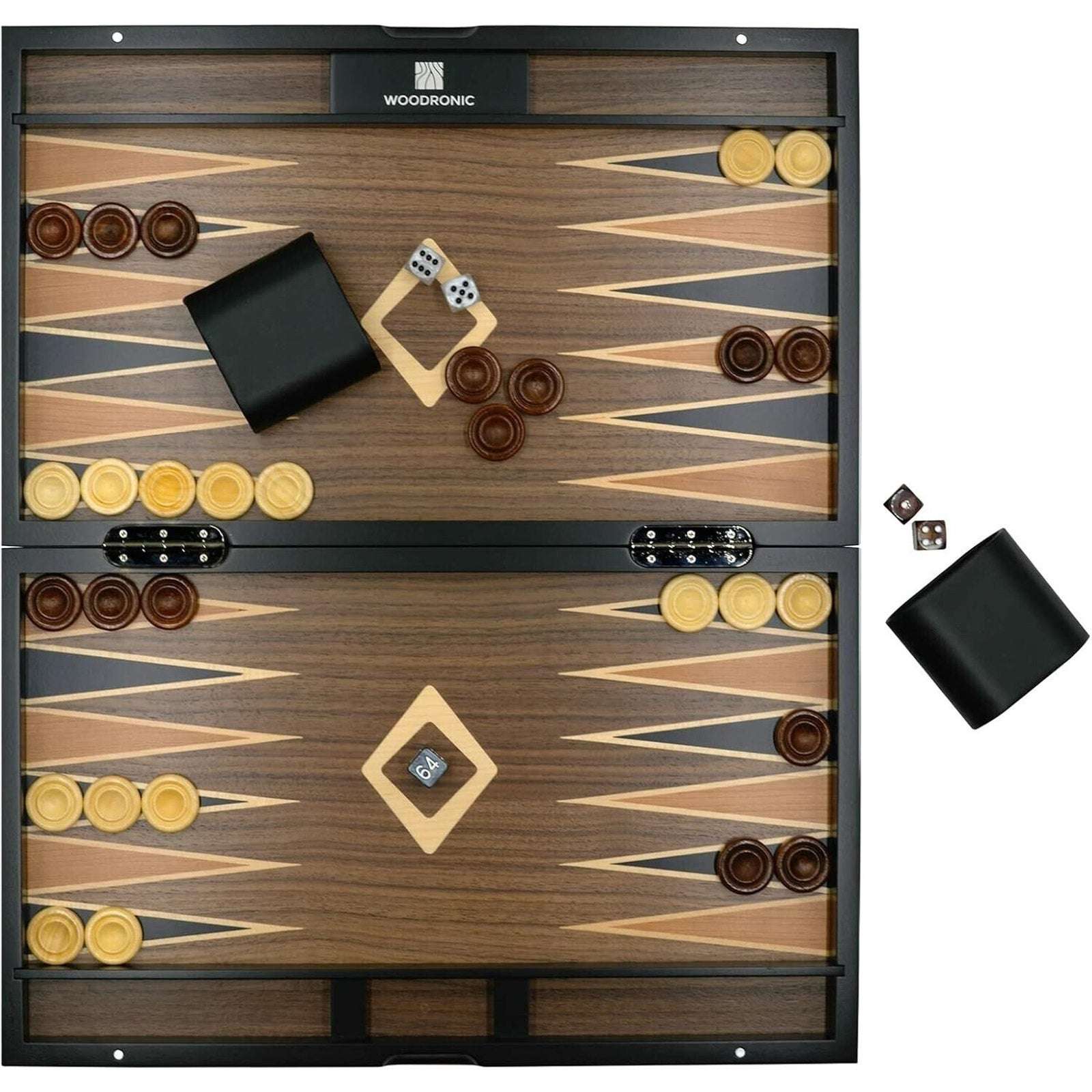 Wooden Backgammon Set Beautiful Inlaid Design Woodronic Standard 15” Board Game