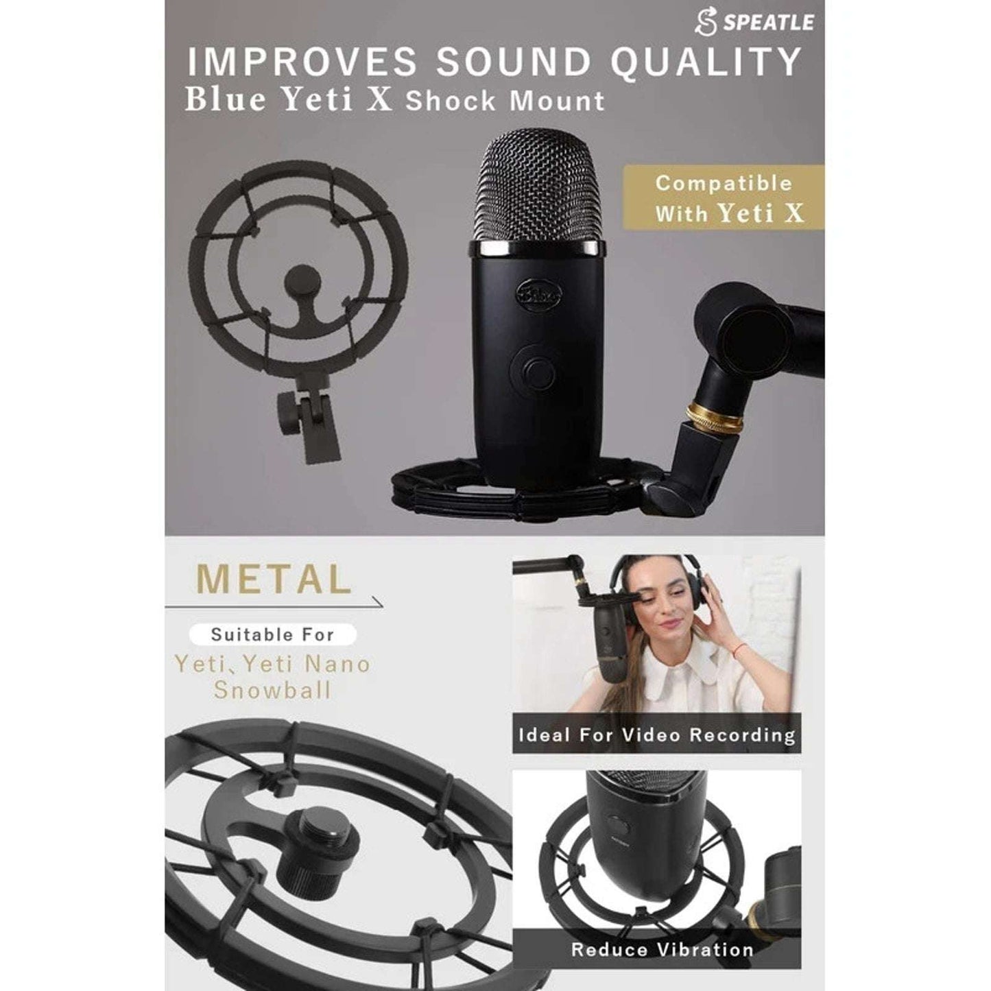 SPEATLE Blue Yeti X Microphone Shock Mount for Blue Yeti X, Yeti, Yeti Nano