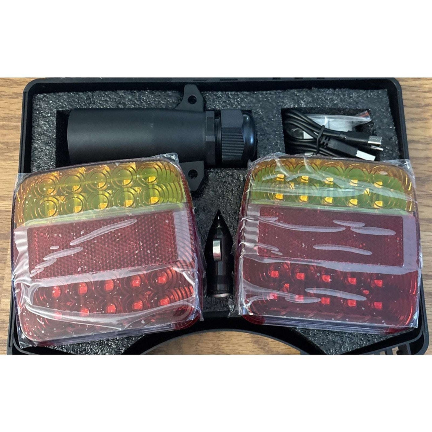 2x LED Magnetic Wireless Trailer Tail Light Tail Brake Turn Signal US Plug 7-Pin