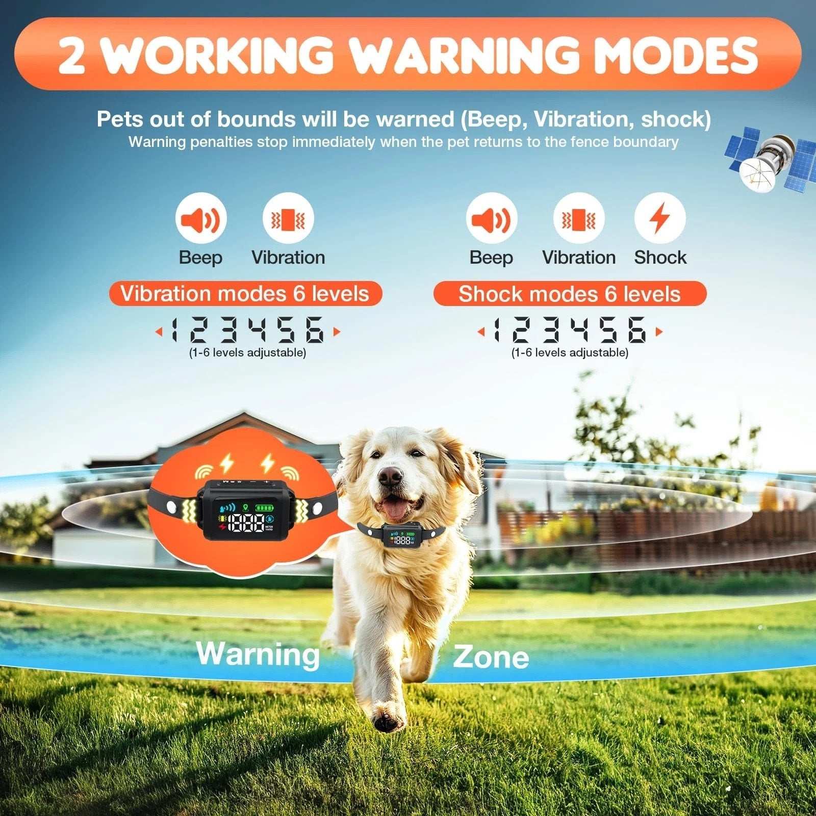 GPS Wireless Electric Dog Fence Pet Containment System Shock Collar 99-5997FT
