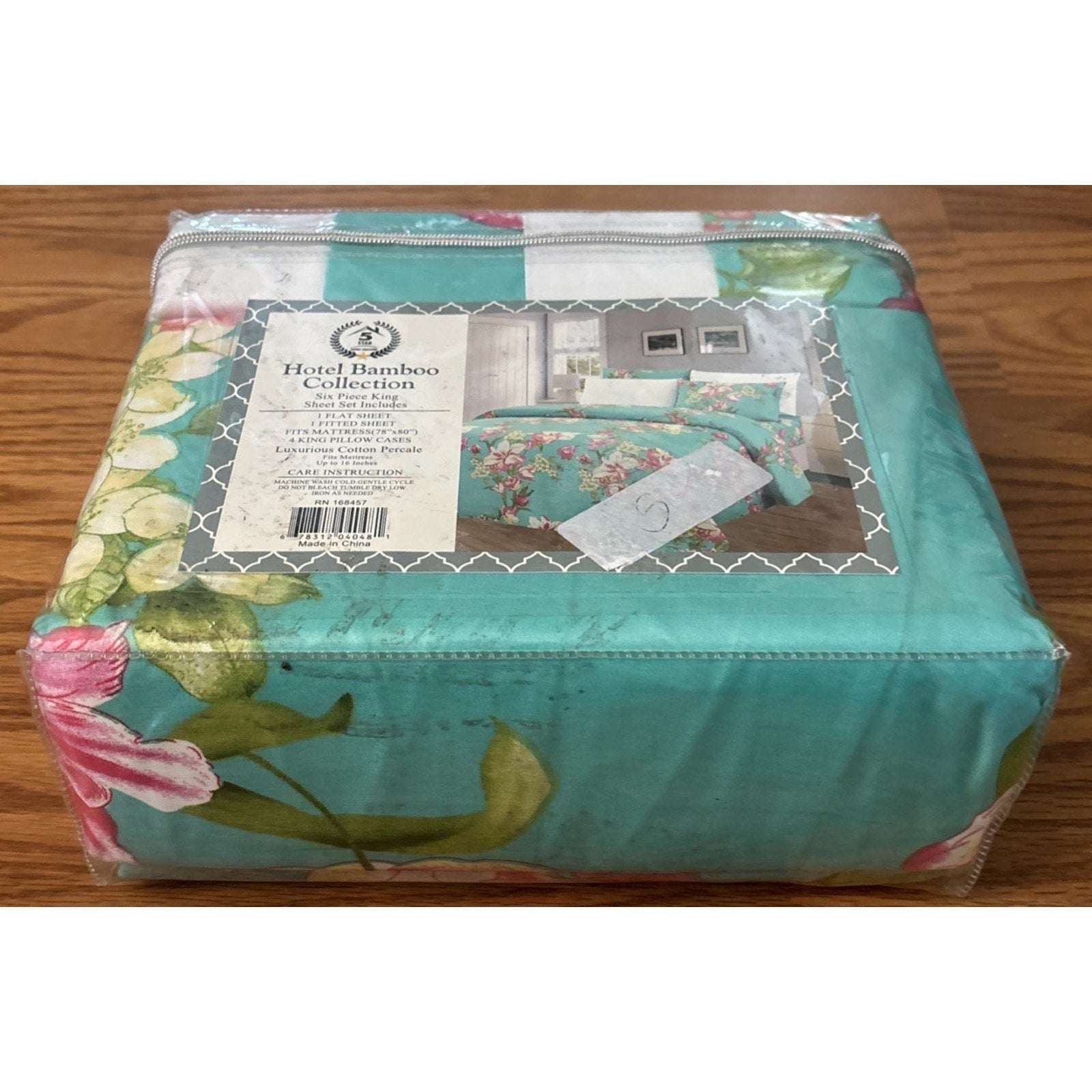 Hotel Bamboo Collection 1800 6-Piece KING Sheet Set Wrinkle-Free Tropical Floral
