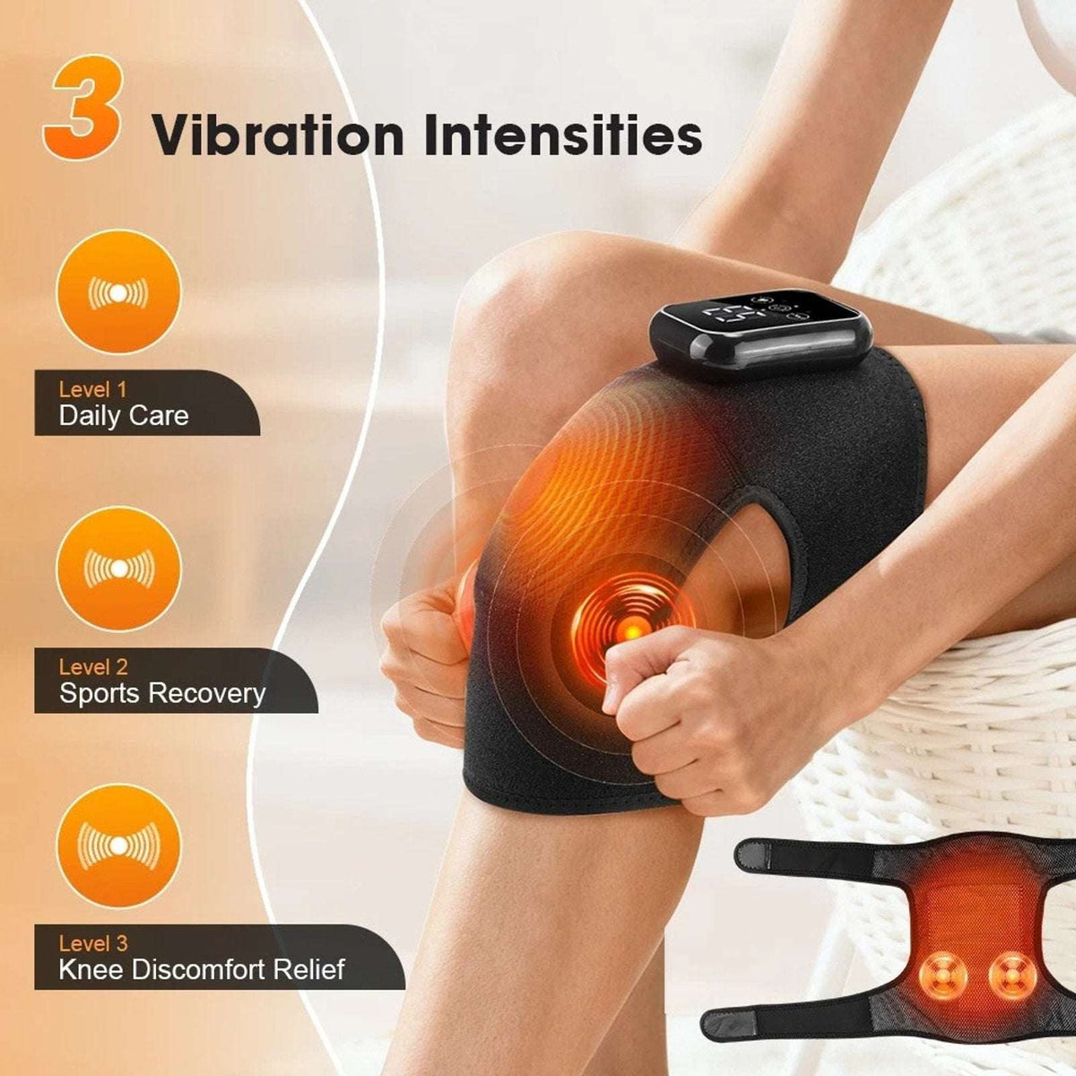 Cordless Knee Massager 3 Vibration Modes 3 Heating Levels 660nm/850nm Red Light