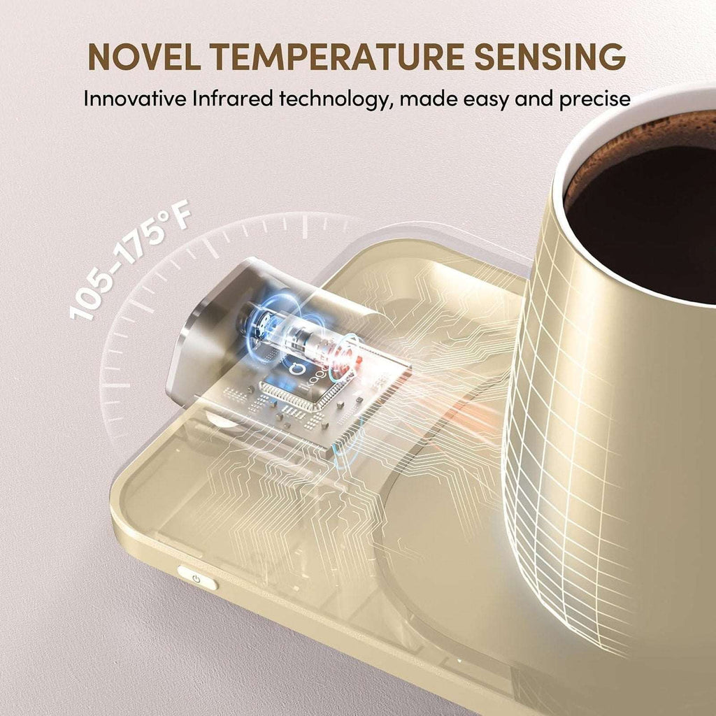 Ikago Smart Heated Coaster & Mug Warmer PRO Set - Auto-Off, Precise Temp Control