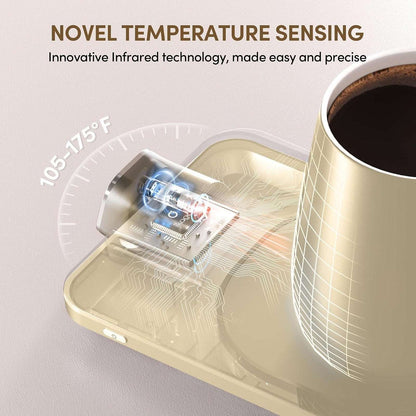 Ikago Smart Heated Coaster & Mug Warmer PRO Set - Auto-Off, Precise Temp Control