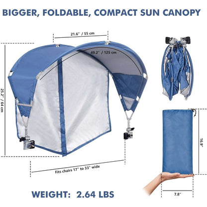 2Pk Universal Umbrella UPF50+ Sun Shade Adj Clamp Clip Beach Chair Wagon Sports