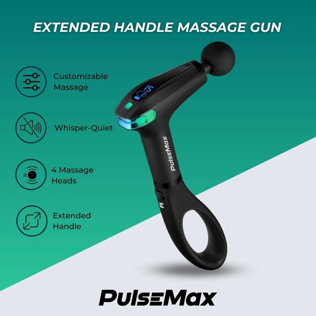 ReATHLETE PulseMax Portable Deep Tissue Massage Gun Extended Reach 8Gears/4Heads