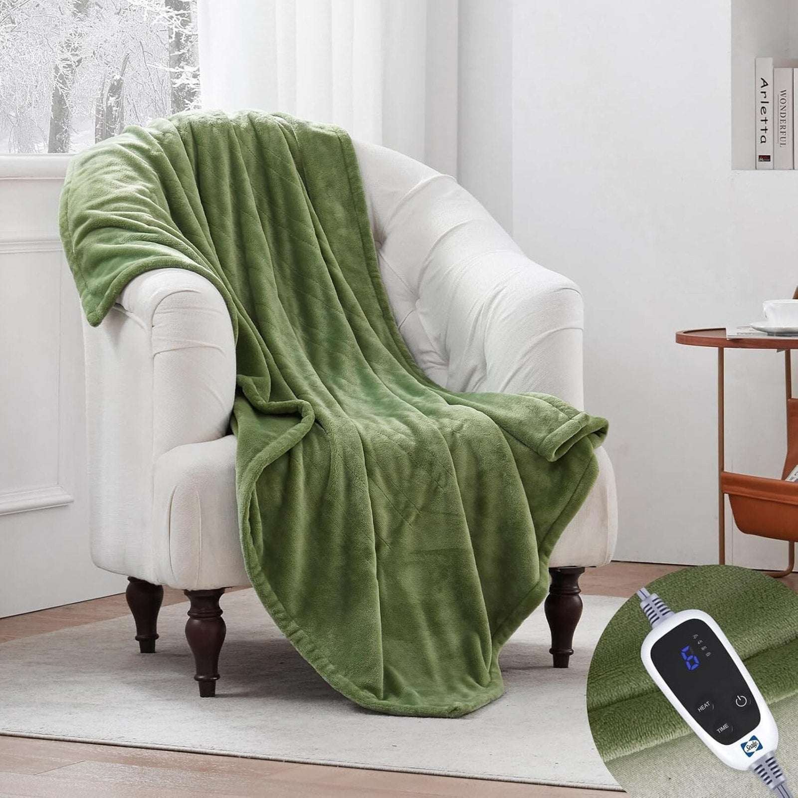 SEALY Electric Heating Blanket Soft Silky Flannel 6 Heat Settings, Auto Shut OFF