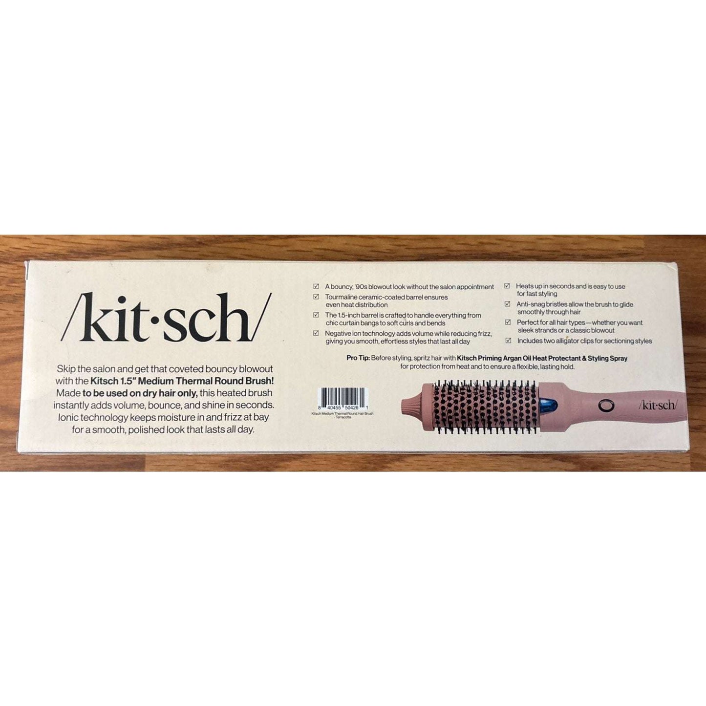 Kitsch Volumizing Thermal Round Brush 1.5" (38mm) Terracotta - Frizz Free Finish