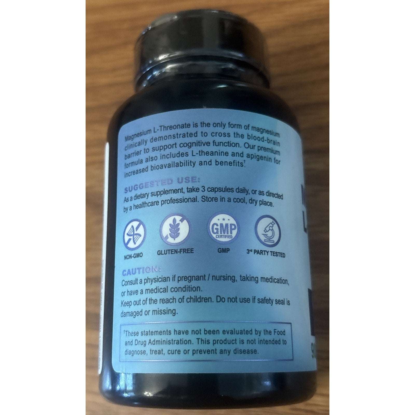 Magnesium L Threonate/Apigenin/L-theanine 90 Caps , Gluten Free, Non-GMO 07/2027