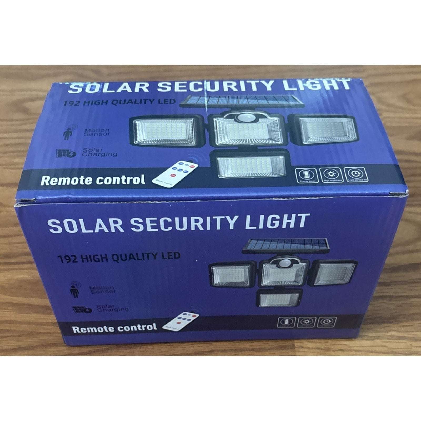 Solar Powered Motion Sensor LED Lights Outdoor 4 Head Adjustable Angle w/ Remote