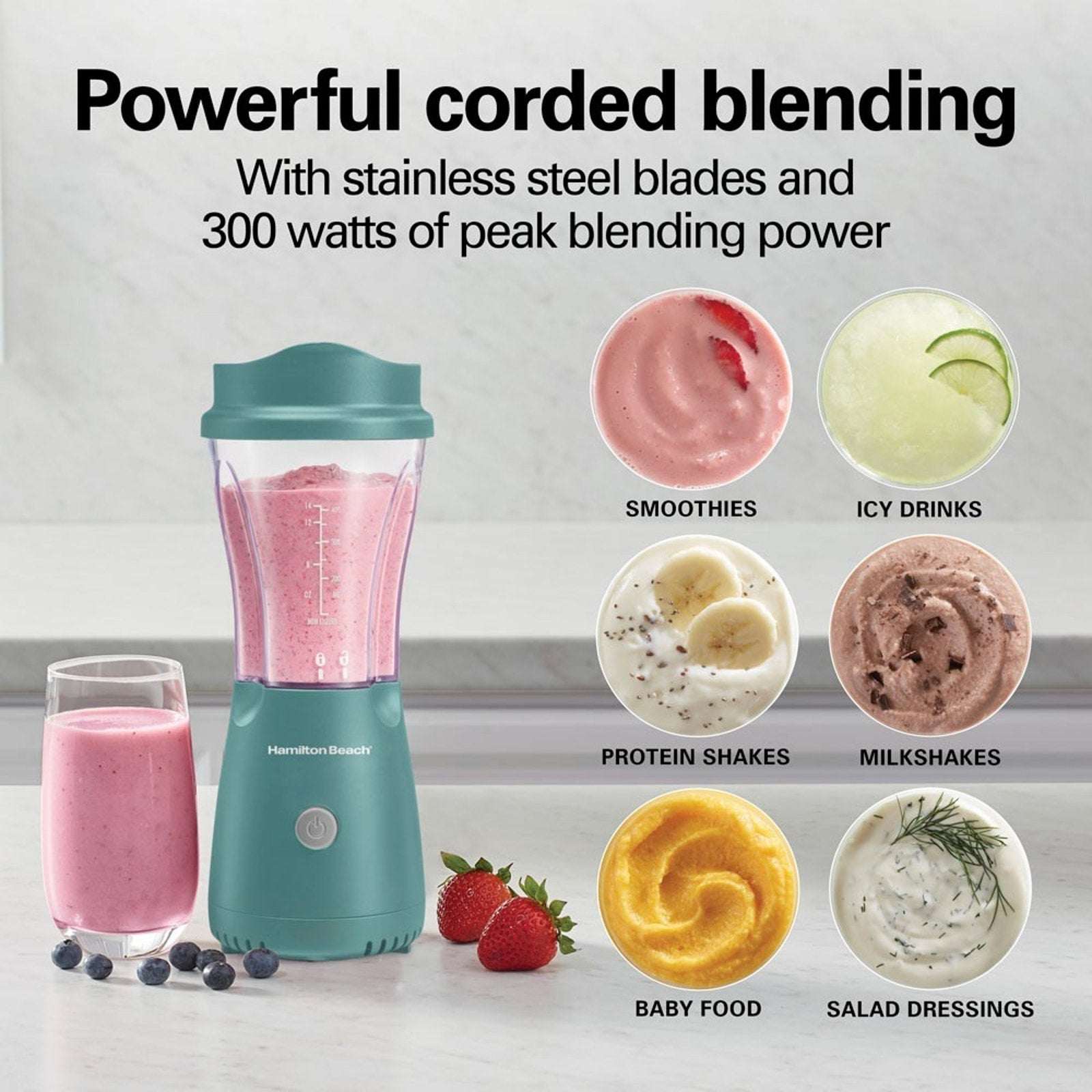 Hamilton Beach Personal Blender With Travel Lid Green 51201 Corded 300W NEW-OB