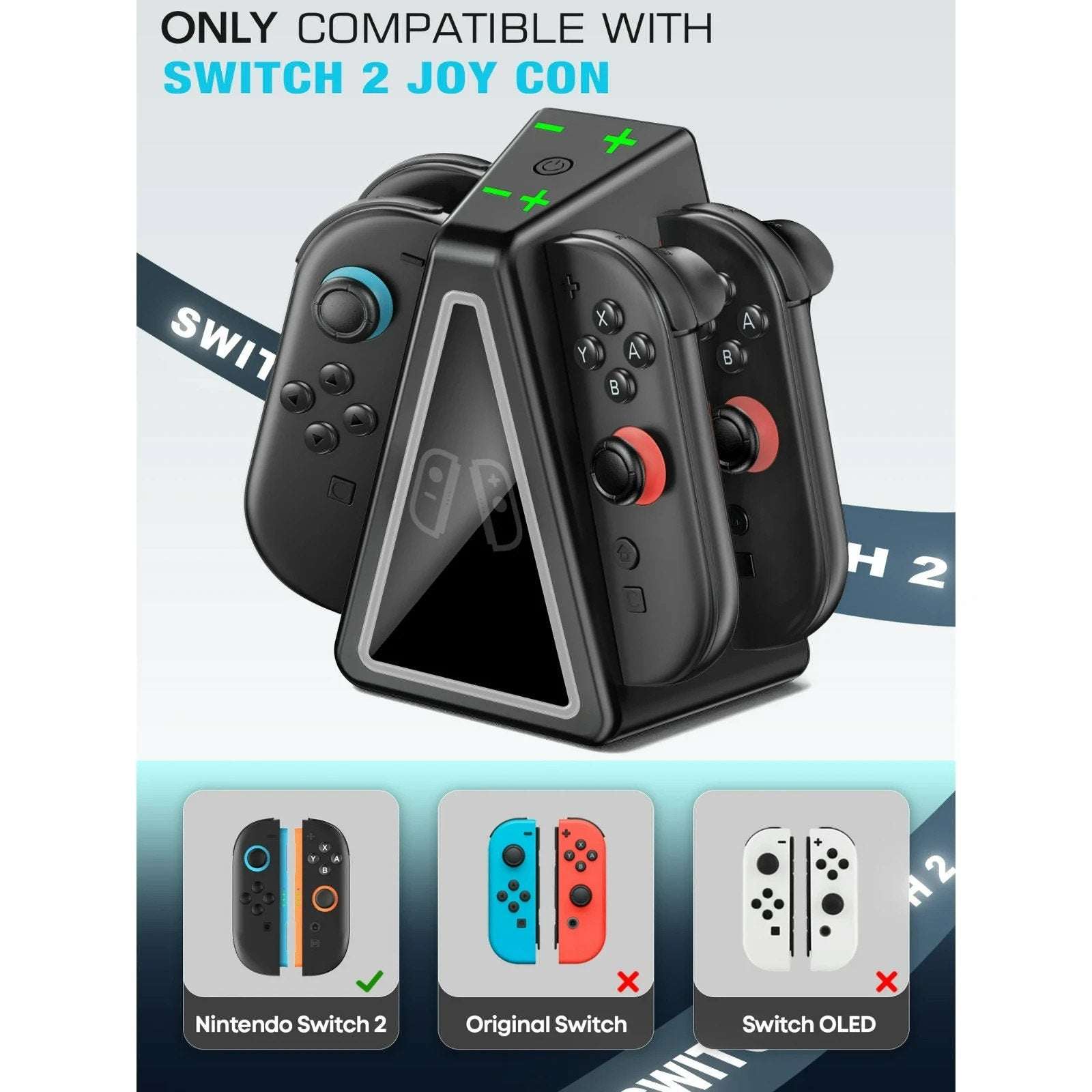 for Nintendo Switch 2 RGB Magnetic Charging Dock - 4 Joy-Con Controllers Charger